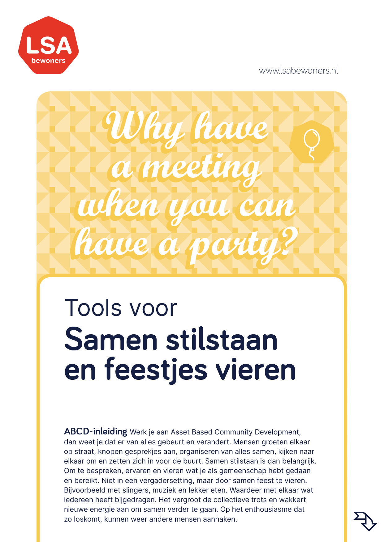 LSA-werkblad 2025 - omslag - Stilstaan en Feestje Vieren